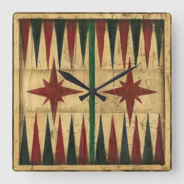 Reloj Cuadrado Tablero antiguo del juego del backgammon de Ethan (Anverso)