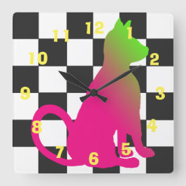 Reloj Cuadrado Tablero de damas Brights CricketDiane del gato del