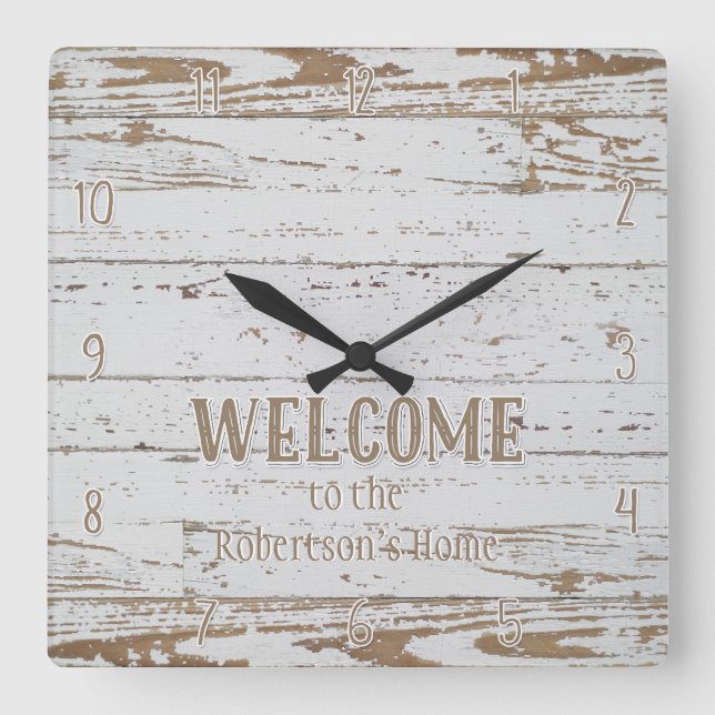 Reloj Cuadrado Tablero de madera de madera de la cerca de la (Anverso)