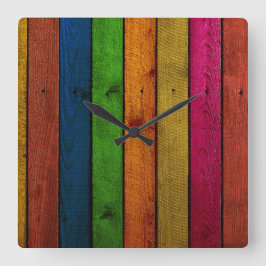 Reloj Cuadrado tablones de madera de colores muy bonitos