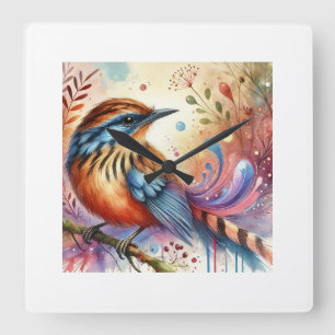 Reloj Cuadrado Tacuarita Bird 190724AREF123 - Watercolor