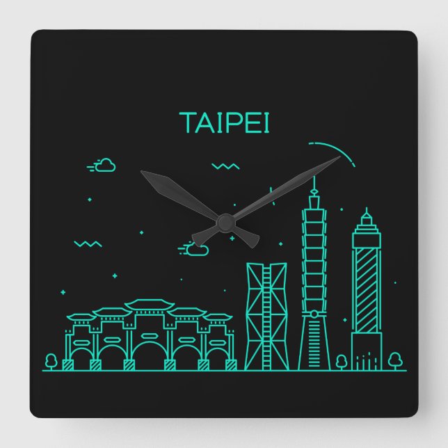 Reloj Cuadrado Taipei skyline (Anverso)