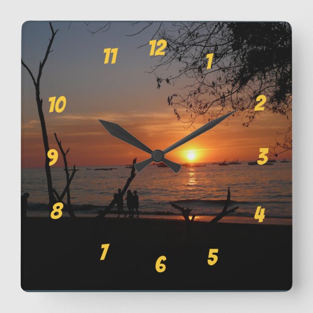 Reloj Cuadrado Tamarindo Sunset (Anverso)