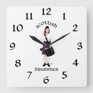 Reloj Cuadrado Tambor escocés: morado