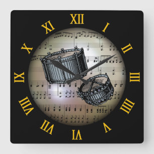Reloj Cuadrado Tambores Snare ~ Fondo "El planeta musical" * ~