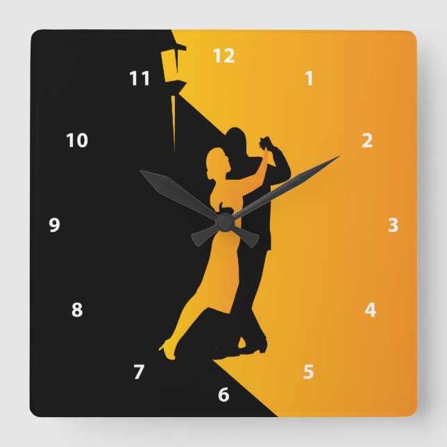 Reloj Cuadrado Tango Silhouette Dancers (Anverso)