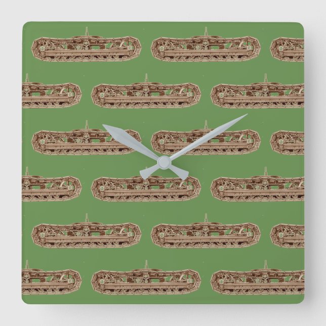 Reloj Cuadrado Tank Tracks Steam Shovel Tracks Extra Power Bot (Anverso)
