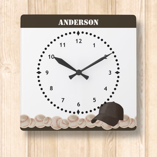 Reloj Cuadrado Tapa negra de la pared de béisbol (Subido por el creador)