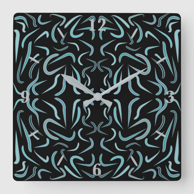 Reloj Cuadrado Tapered Outline Shapes Filled With Aquatic Colors (Anverso)