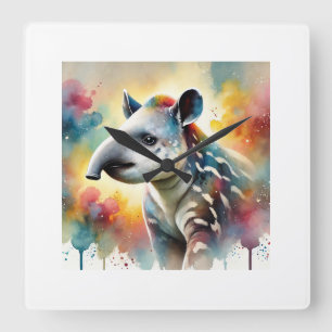Reloj Cuadrado Tapir in Watercolor 080824AREF142 - Watercolor