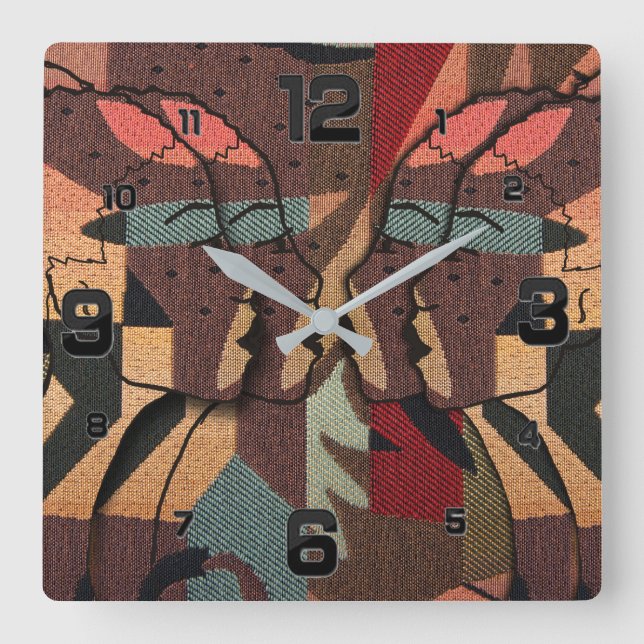 Reloj Cuadrado Tapiz africano (Anverso)