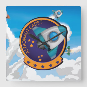 Reloj Cuadrado Tarjeta de cadete astronauta