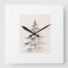 Reloj Cuadrado Tarjeta de Navidad