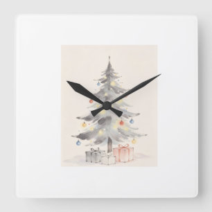 Reloj Cuadrado Tarjeta de Navidad
