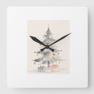 Reloj Cuadrado Tarjeta de Navidad
