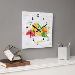 Reloj Cuadrado Tarjeta de nota: Naturaleza muerta de frutas