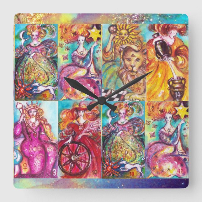 RELOJ CUADRADO TAROTS OF THE LOST SHADOWS /STAR,MOON,SUN,EMPRESS (Anverso)