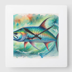 Reloj Cuadrado Tarpon fish 051024AREF147 - Watercolor