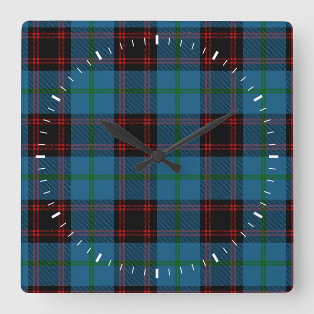 Reloj Cuadrado Tartán casero del clan (Anverso)