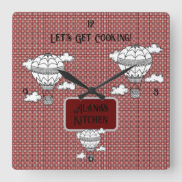 Reloj Cuadrado Tartán clásico rojo y blanco