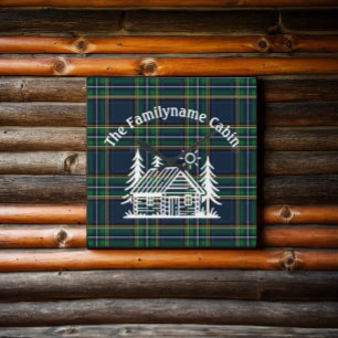 Reloj Cuadrado Tartan de cabaña de troncos rústicos