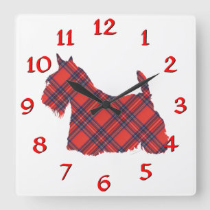 Reloj Cuadrado Tartan Stewart Terrier Escocés