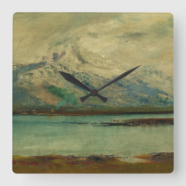 Reloj Cuadrado Tatra Mountain Landscape by Ladislav Mednyanszky (Anverso)