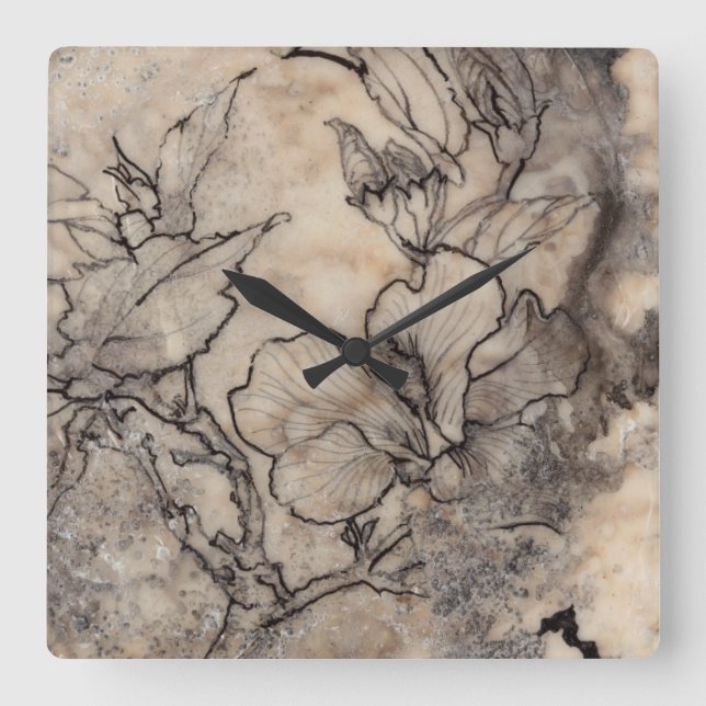 Reloj Cuadrado Tattooed Floral I (Anverso)