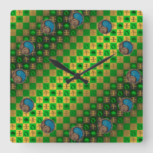 Reloj Cuadrado Tauro & Caballo de Agua