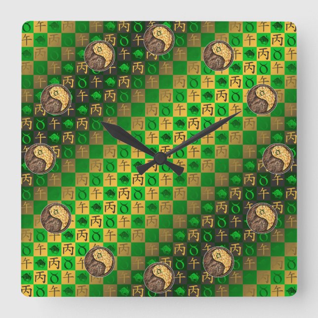 Reloj Cuadrado Tauro & Caballo de Fuego (Anverso)