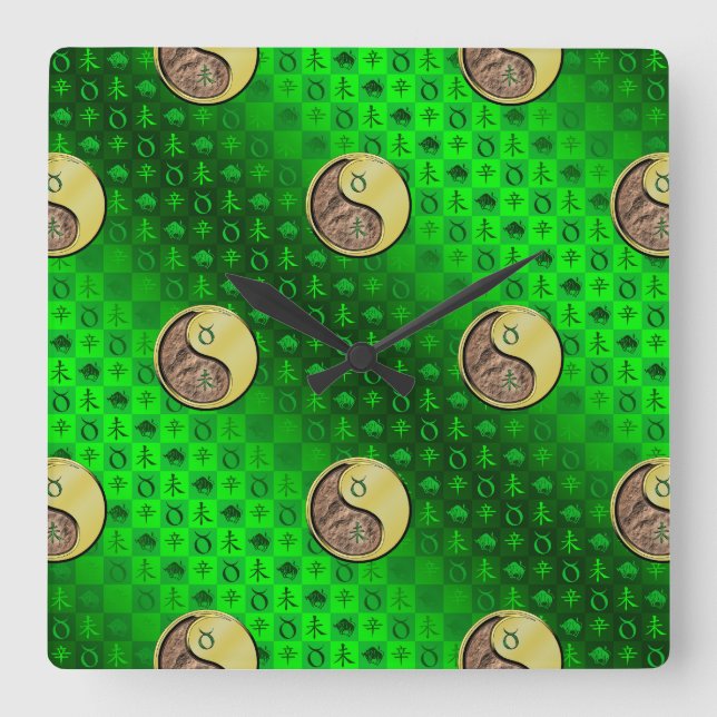Reloj Cuadrado Tauro & Cabra de Metal (Anverso)