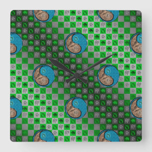Reloj Cuadrado Tauro & Conejo de Agua