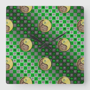 Reloj Cuadrado Tauro & Conejo de Metal
