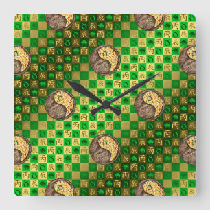 Reloj Cuadrado Tauro & Dragón de Fuego