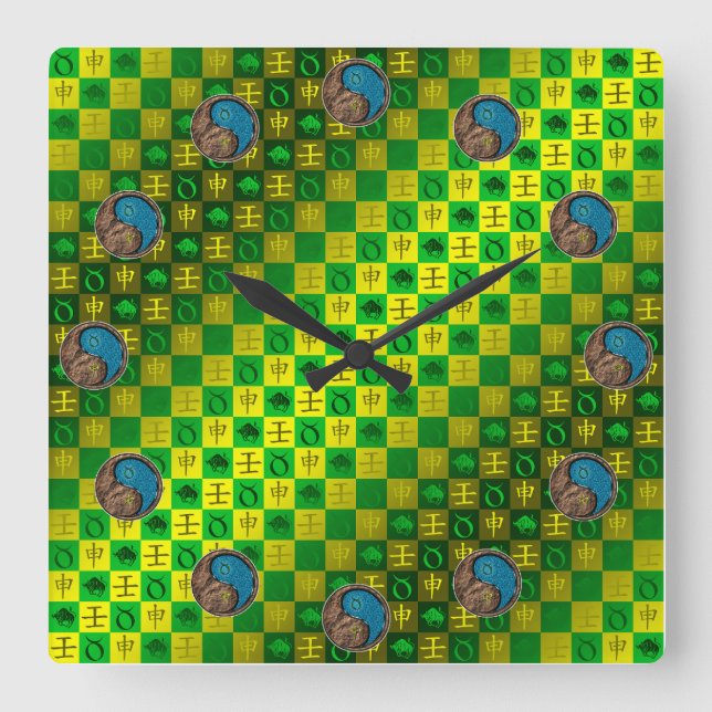 Reloj Cuadrado Tauro & Mono de Agua (Anverso)