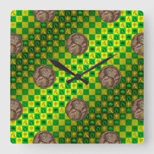 Reloj Cuadrado Tauro y Mono de Tierra