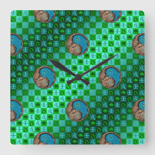 Reloj Cuadrado Tauro y Perro de Agua