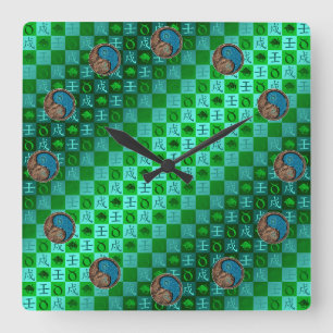 Reloj Cuadrado Tauro y Perro de Agua