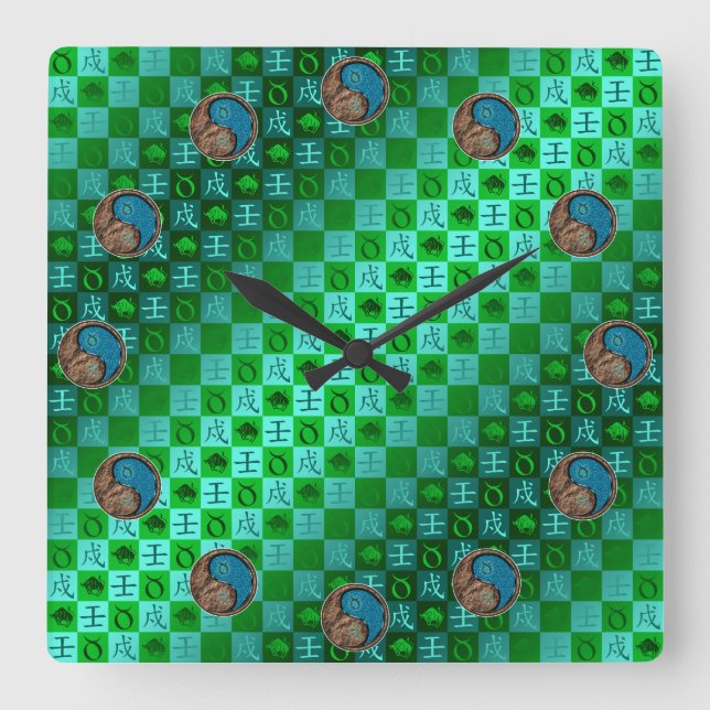 Reloj Cuadrado Tauro y Perro de Agua (Anverso)