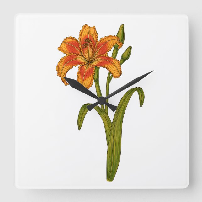 Reloj Cuadrado Tawny daylily (Anverso)