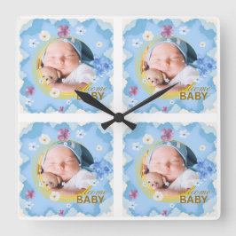 Reloj Cuadrado Taza de café con foto personalizada 'Bienvenido be