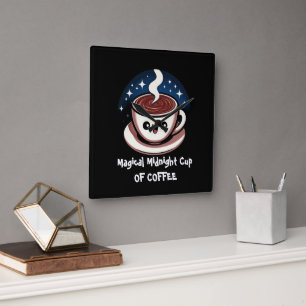 Reloj Cuadrado Taza Mágica de Café de Medianoche