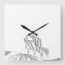Reloj Cuadrado Taza personalizada con figura de palo abstracta ji