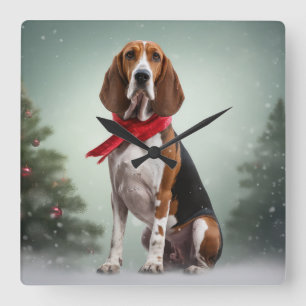 Reloj Cuadrado Té a Walker perros callejeros en Navidades de niev