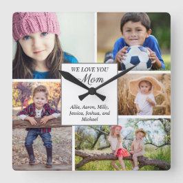 Reloj Cuadrado Te Amamos Mamá Personalizado 5 Foto Niño Familia