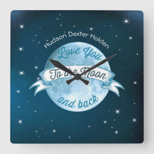Reloj Cuadrado Te amo a la pancarta de Moon Chalkboard Baby