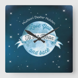 Reloj Cuadrado Te amo a la pancarta de Moon Chalkboard Baby