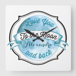 Reloj Cuadrado Te amo a la pancarta de Moon Chalkboard Baby