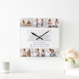 Reloj Cuadrado Te Amo Abuela   Foto Collage de Mensaje Personaliz