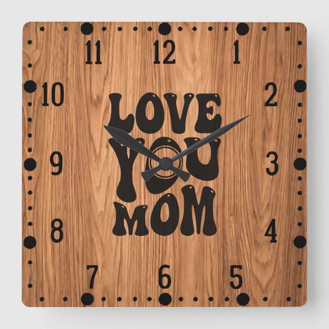 Reloj Cuadrado Te amo, mamá, diseño del Día de la Madre-51727 (Anverso)